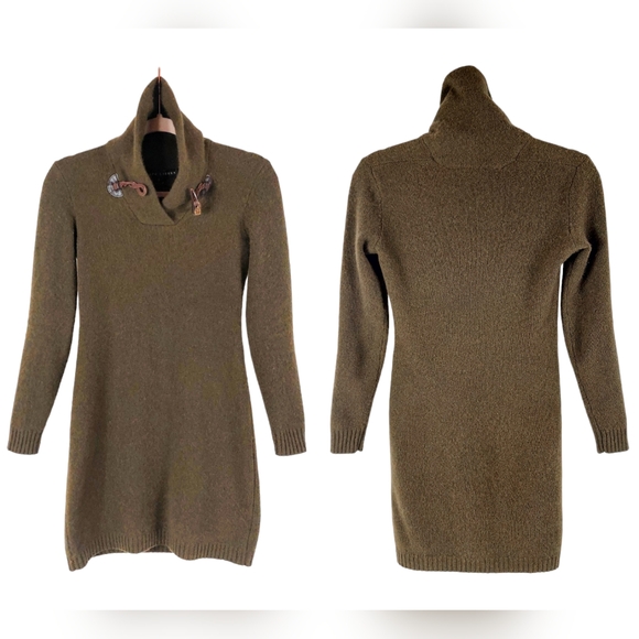 Ralph Lauren Olive Green Wool-Cashmere Knit Toggle Shawl Collar Mini Dre… - Picture 10 of 16
